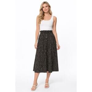 La Ligne Midi Skirt Floral Black Skirt Size XS